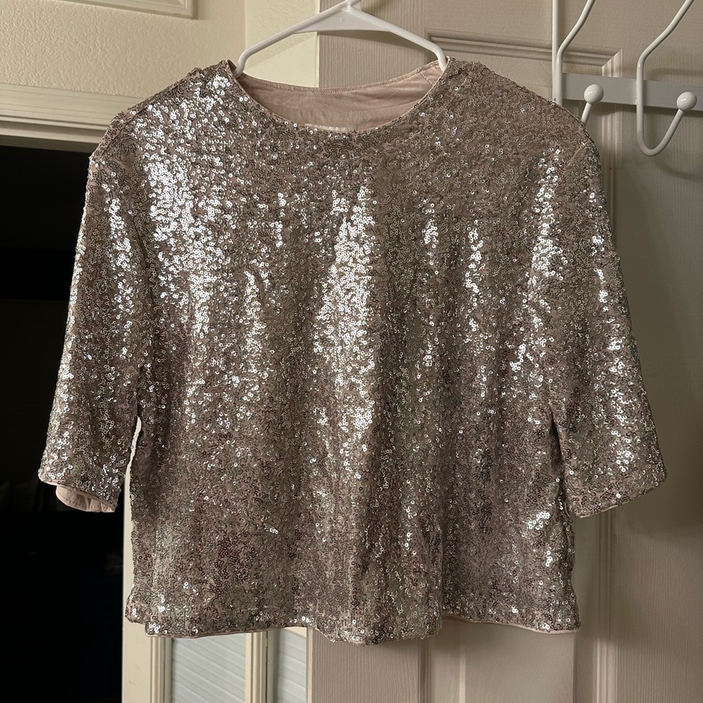 H&M sequin top. Champagne